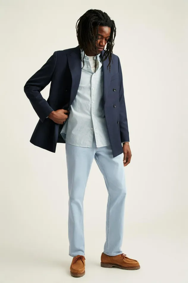Men Jetsetter Wool Double Breasted Blazer Light Navy Bonobos Blazers and Sport Coats
