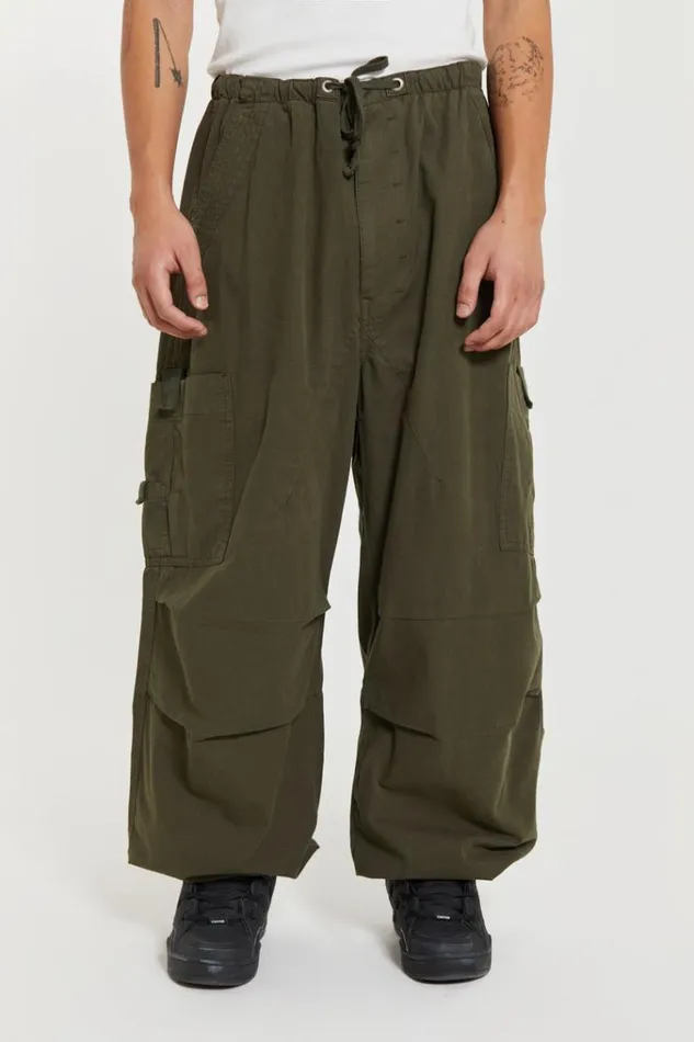 Men Khaki Parachute Cargo Pants Jaded London Parachute Pants