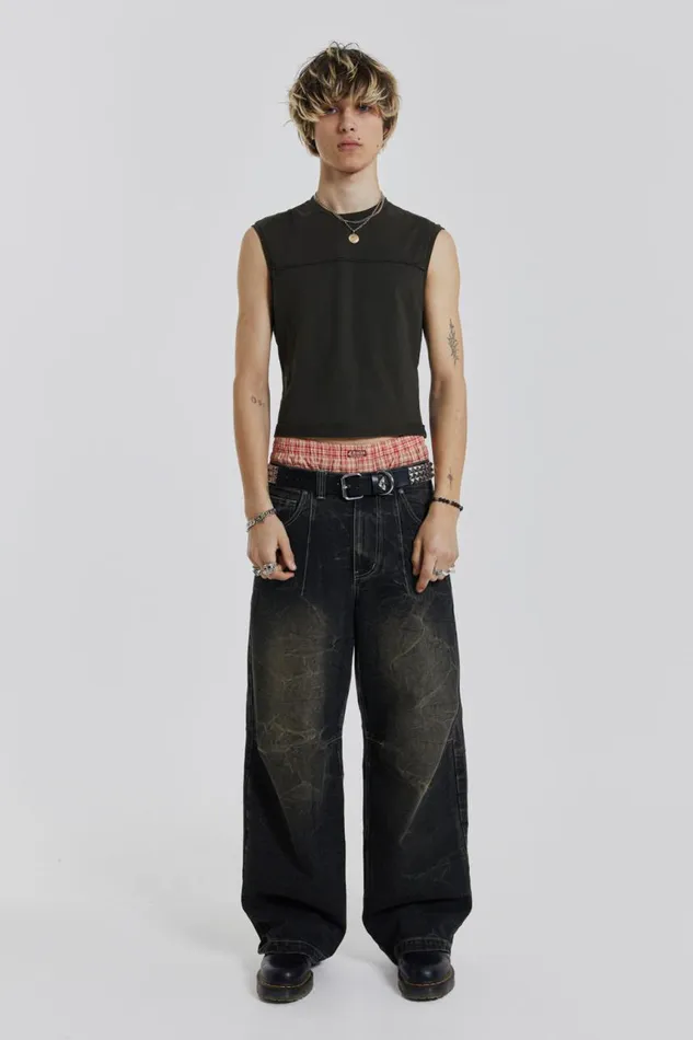 Men Khaki Slub Tank Jaded London TShirts and Vests