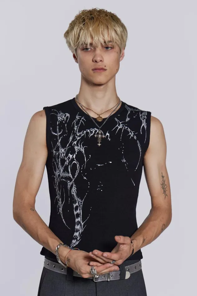 Men Lazy Willy Black Rib Tank Jaded London TShirts and Vests