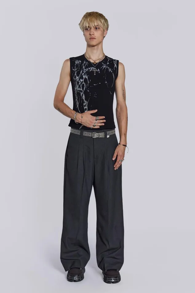 Men Lazy Willy Black Rib Tank Jaded London TShirts and Vests