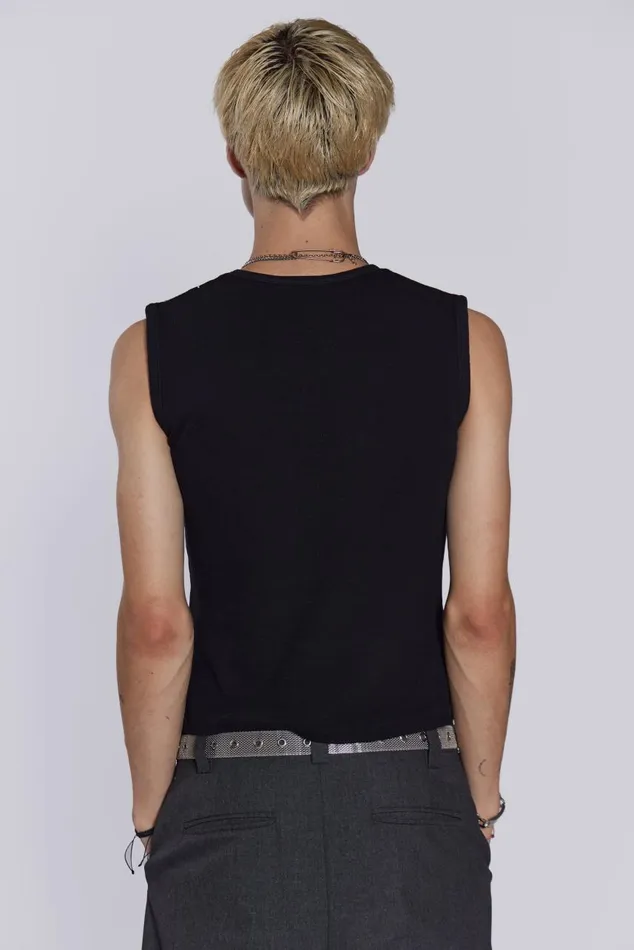 Men Lazy Willy Black Rib Tank Jaded London TShirts and Vests