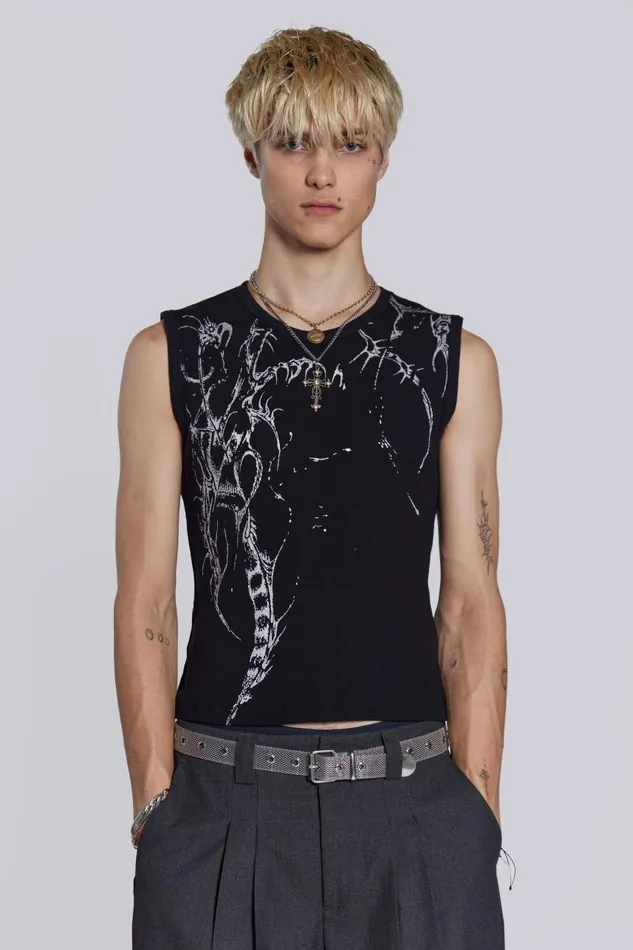 Men Lazy Willy Black Rib Tank Jaded London TShirts and Vests