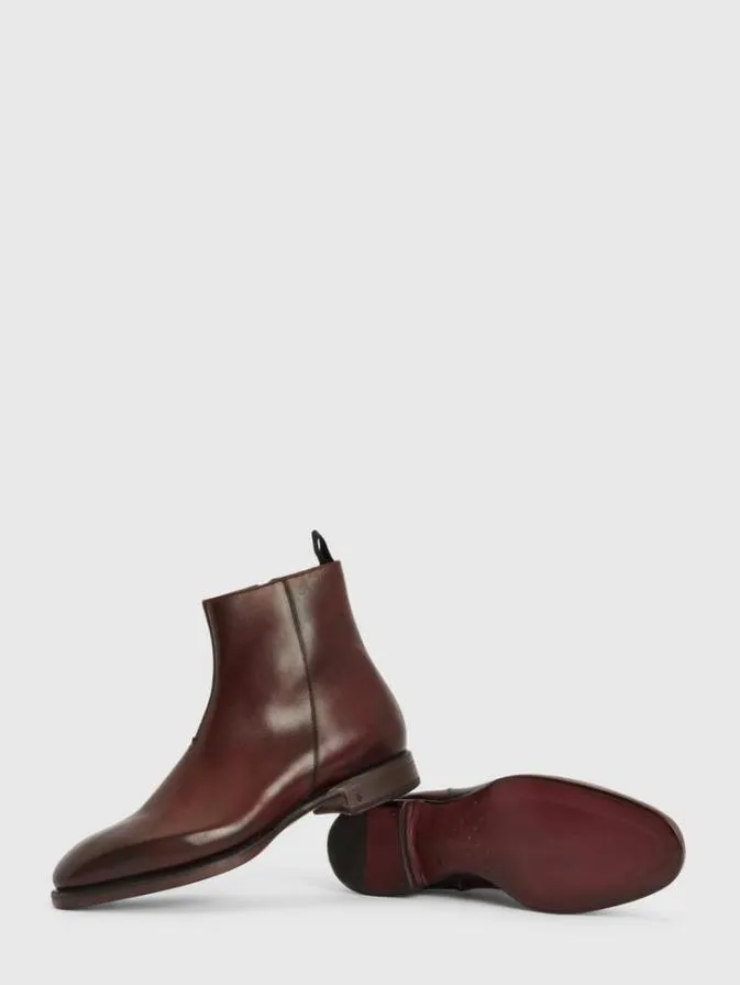 Men Leather Boots John Varvatos REGENT BOOT Burgundy