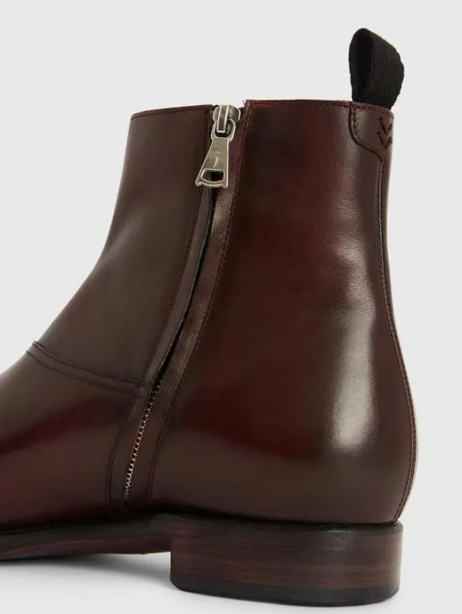 Men Leather Boots John Varvatos REGENT BOOT Burgundy