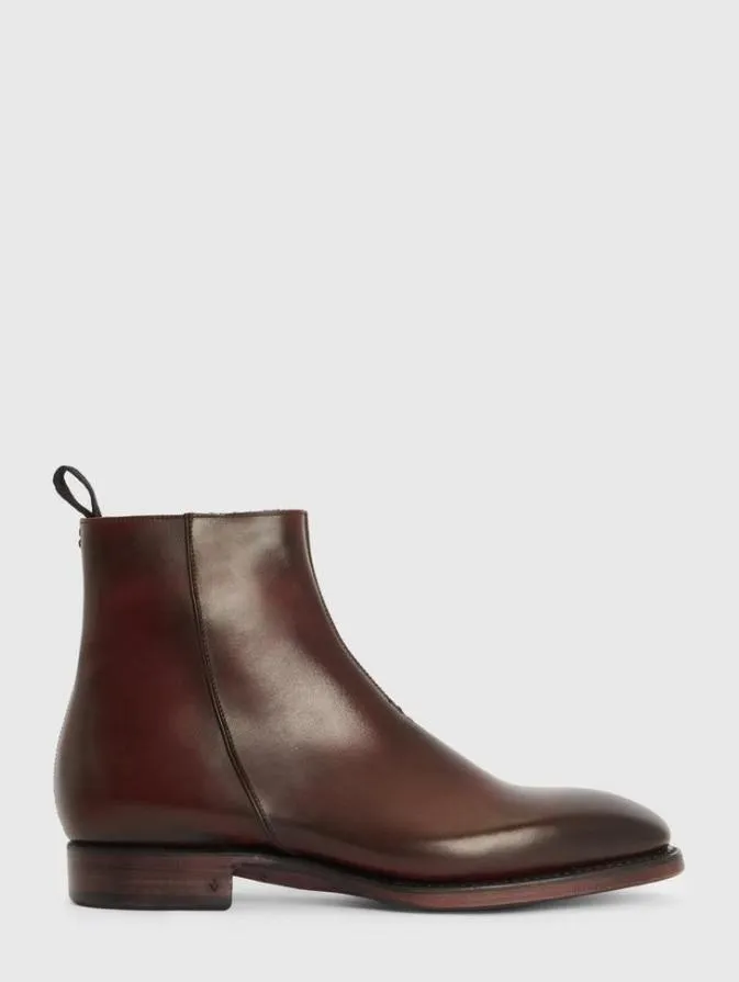 Men Leather Boots John Varvatos REGENT BOOT Burgundy