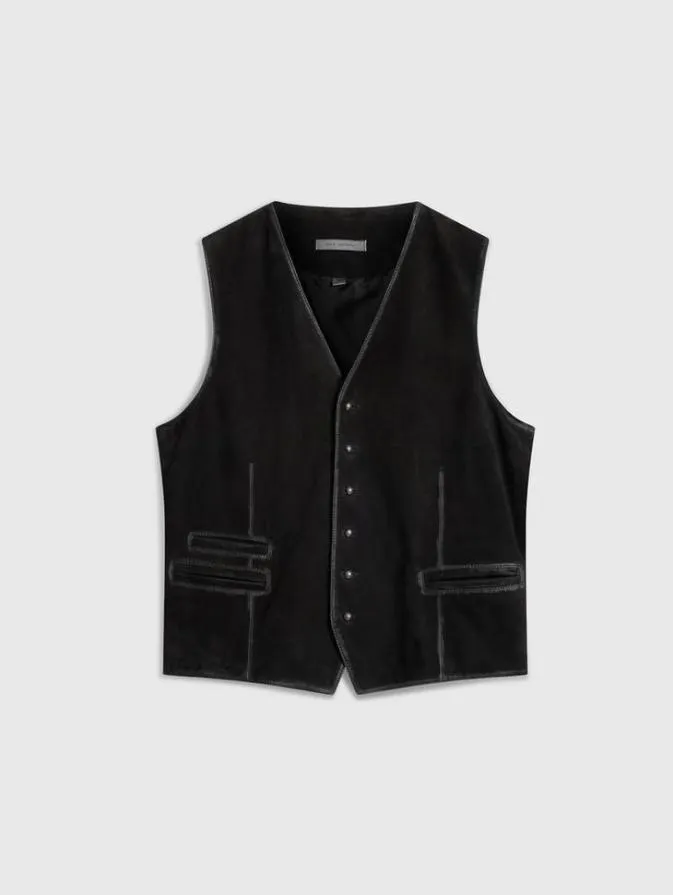 Men Leather Jackets John Varvatos VISTA VEST Black