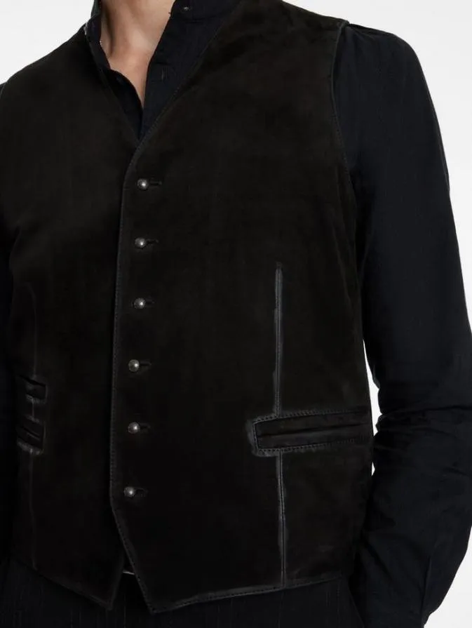 Men Leather Jackets John Varvatos VISTA VEST Black