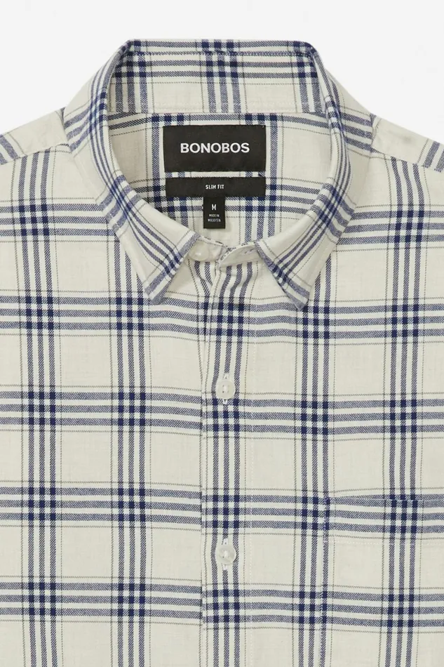 Men Lightweight Flannel Shirt Heather Dune Plaid Bonobos Casual Shirts