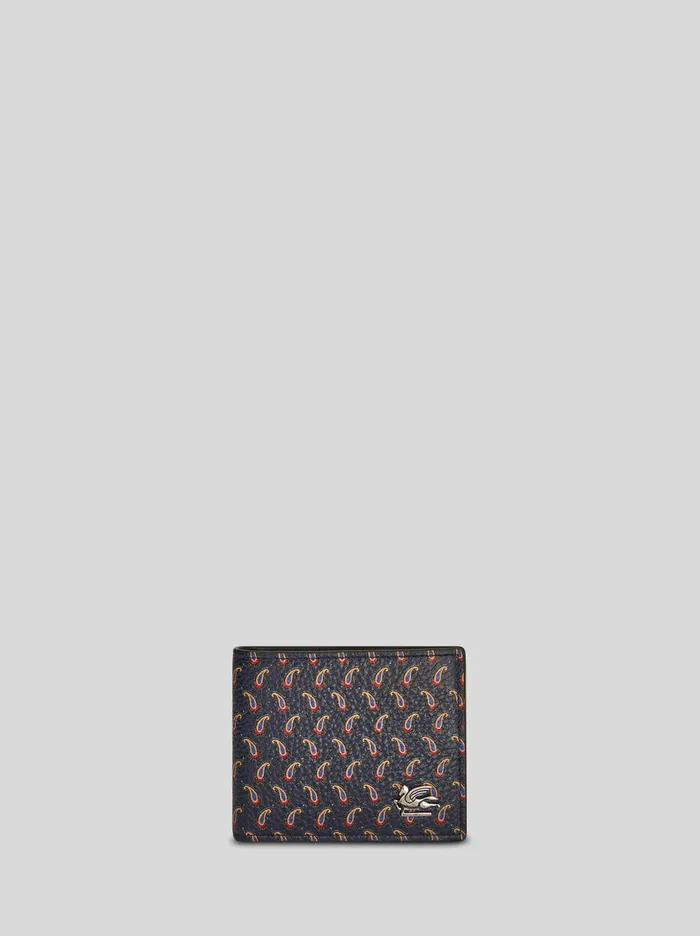 Men Micro Paisley Leather Wallet With Pegaso Etro Wallets And Credit Card Holder Men Micro Paisley Leather Wallet With Pegaso Etro Wallets And Credit Card Holder