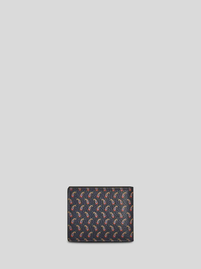 Men Micro Paisley Leather Wallet With Pegaso Etro Wallets And Credit Card Holder