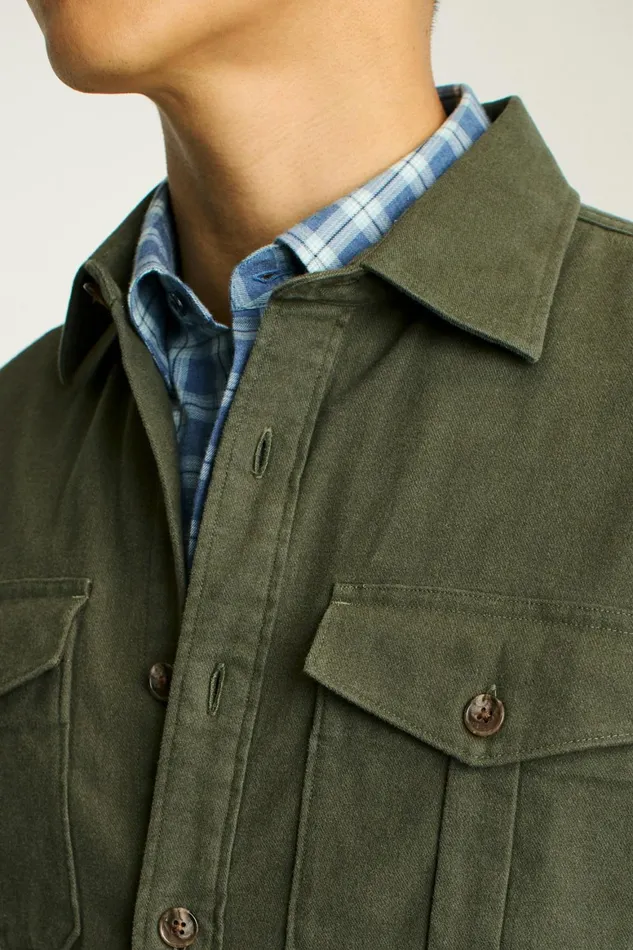 Men Moleskin Overshirt Heather Olive Green Bonobos Casual Shirts