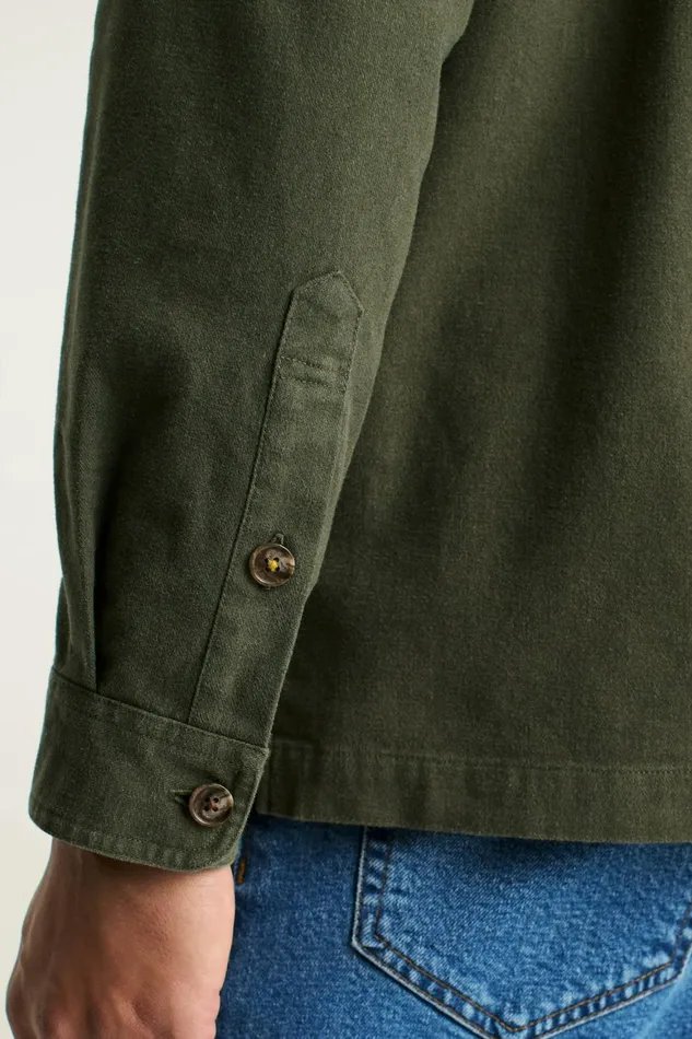 Men Moleskin Overshirt Heather Olive Green Bonobos Casual Shirts