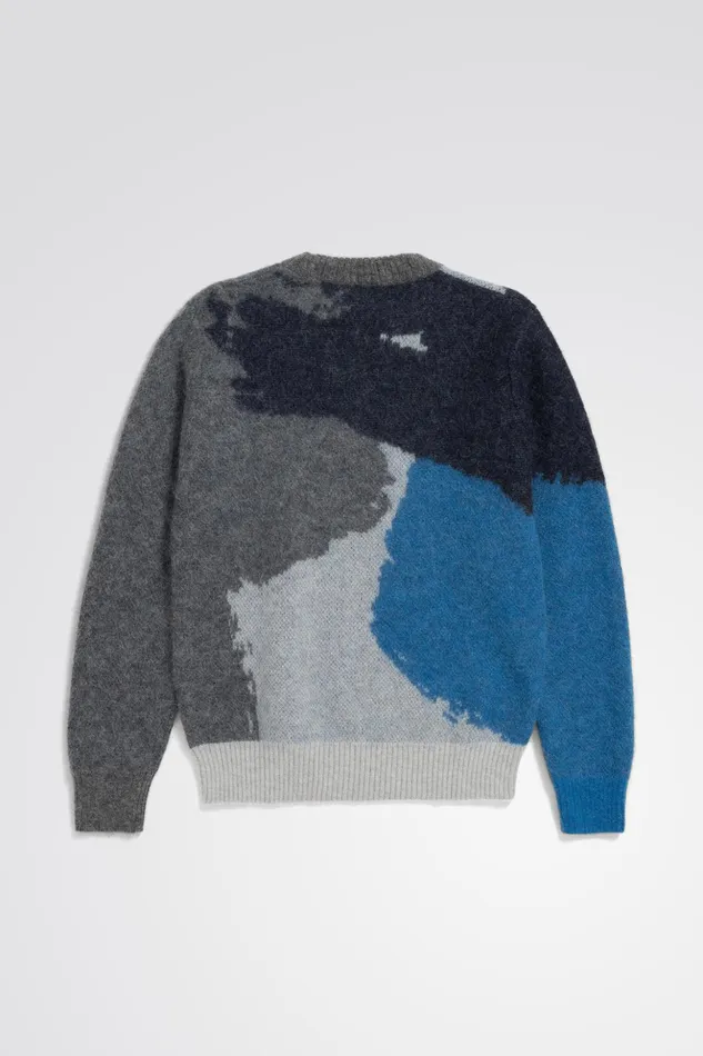 Men Norse Projects Knitwear Arild Alpaca Mohair Jacquard Sweater Grey Melange