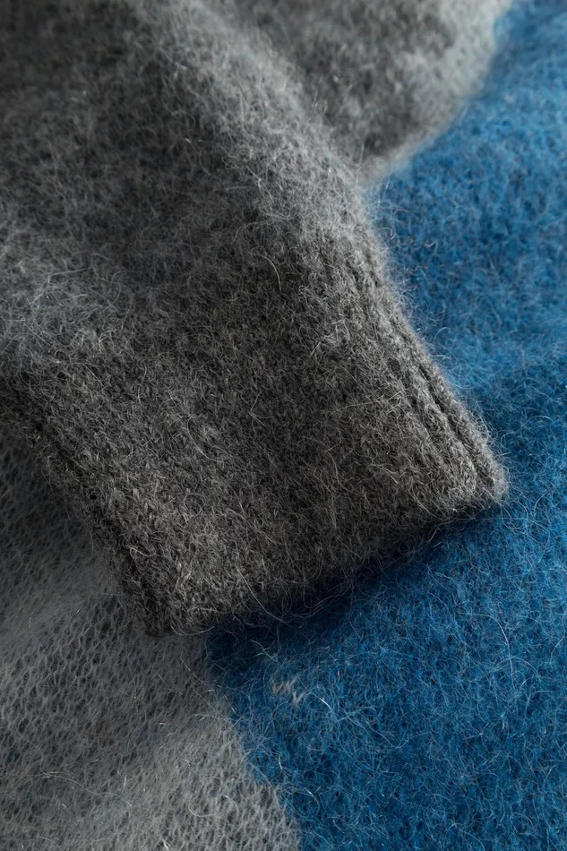 Men Norse Projects Knitwear Arild Alpaca Mohair Jacquard Sweater Grey Melange