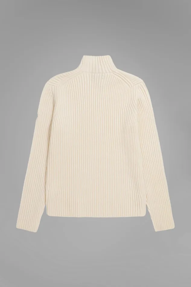 Men Norse Projects Knitwear Hybrid Rib Mock Neck Stretch Wool Ecru