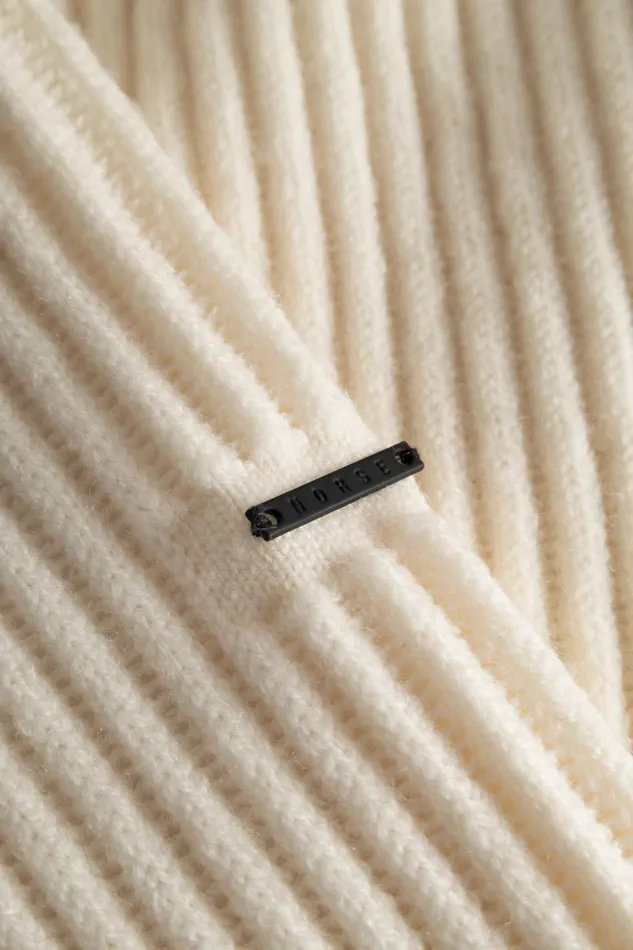 Men Norse Projects Knitwear Hybrid Rib Mock Neck Stretch Wool Ecru