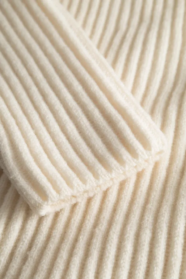 Men Norse Projects Knitwear Hybrid Rib Mock Neck Stretch Wool Ecru