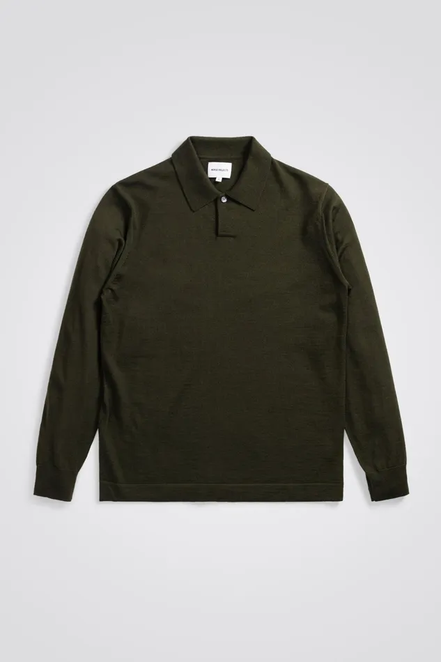 Men Norse Projects Knitwear Jon Tech Merino LS Polo Army Green