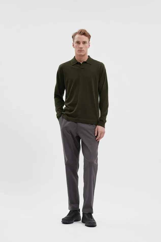 Men Norse Projects Knitwear Jon Tech Merino LS Polo Army Green
