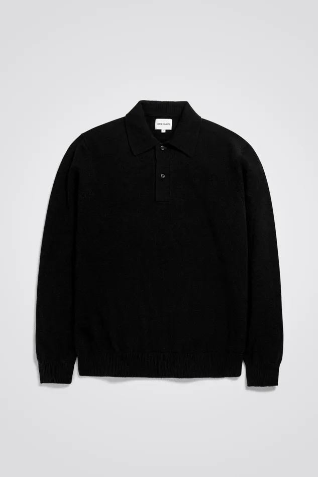 Men Norse Projects Knitwear Marco Merino Lambswool Polo Black