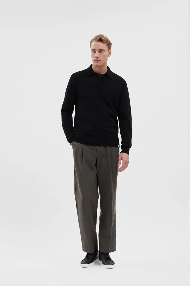 Men Norse Projects Knitwear Marco Merino Lambswool Polo Black