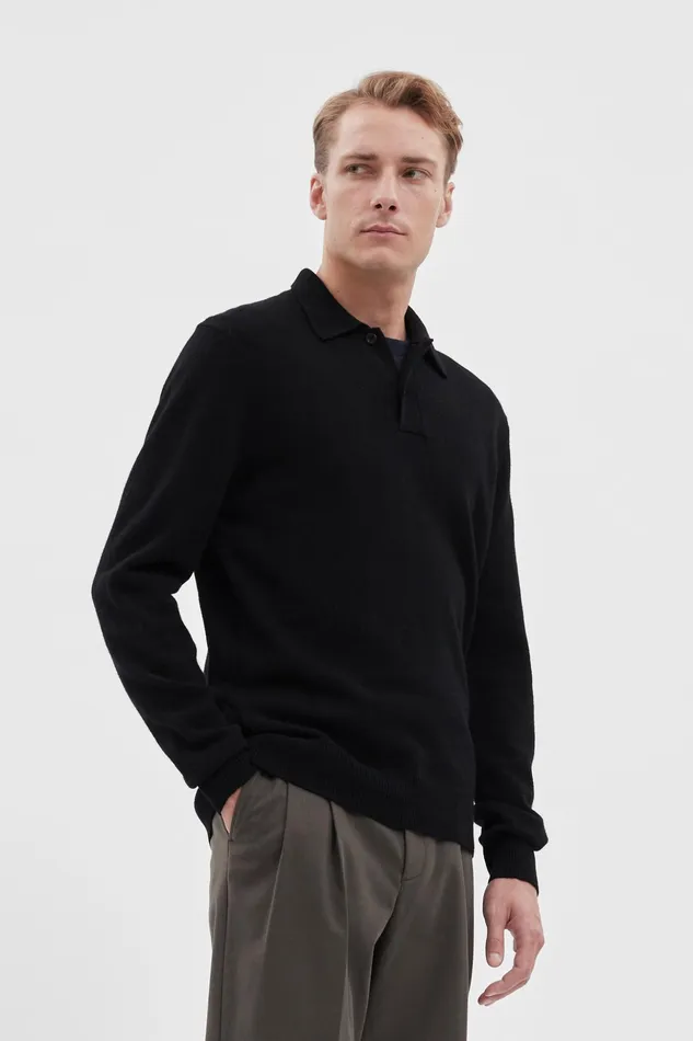 Men Norse Projects Knitwear Marco Merino Lambswool Polo Black