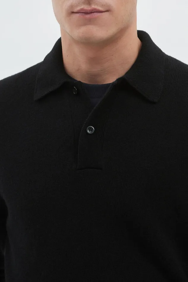 Men Norse Projects Knitwear Marco Merino Lambswool Polo Black