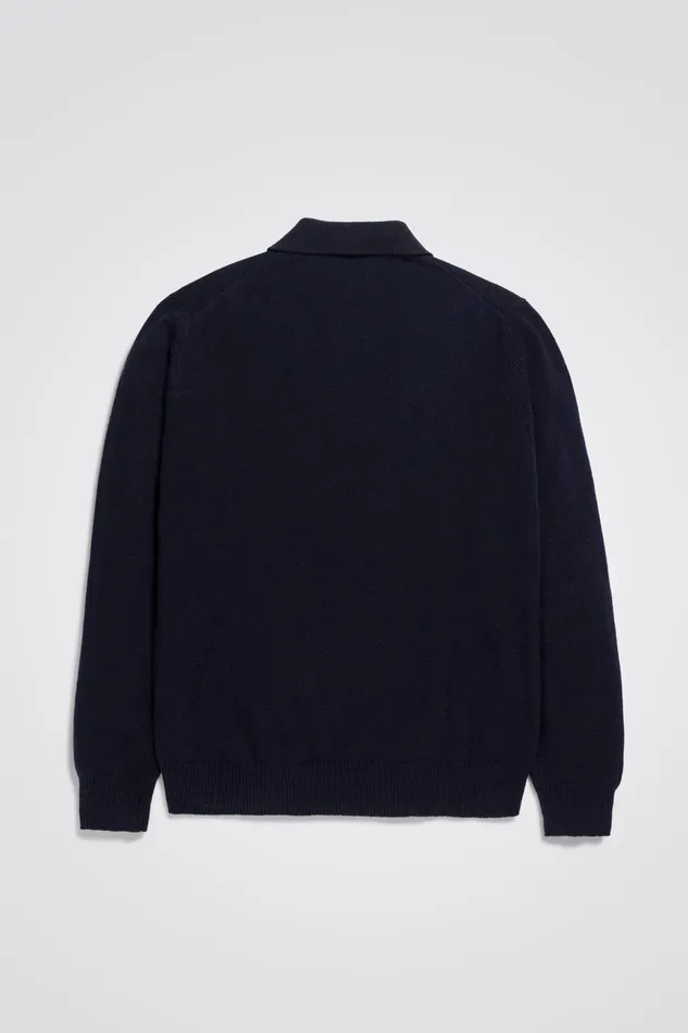 Men Norse Projects Knitwear Marco Merino Lambswool Polo Dark Navy