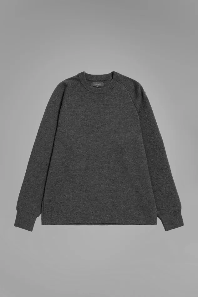 Men Norse Projects Knitwear Tech Merino Milano Crew Charcoal Melange