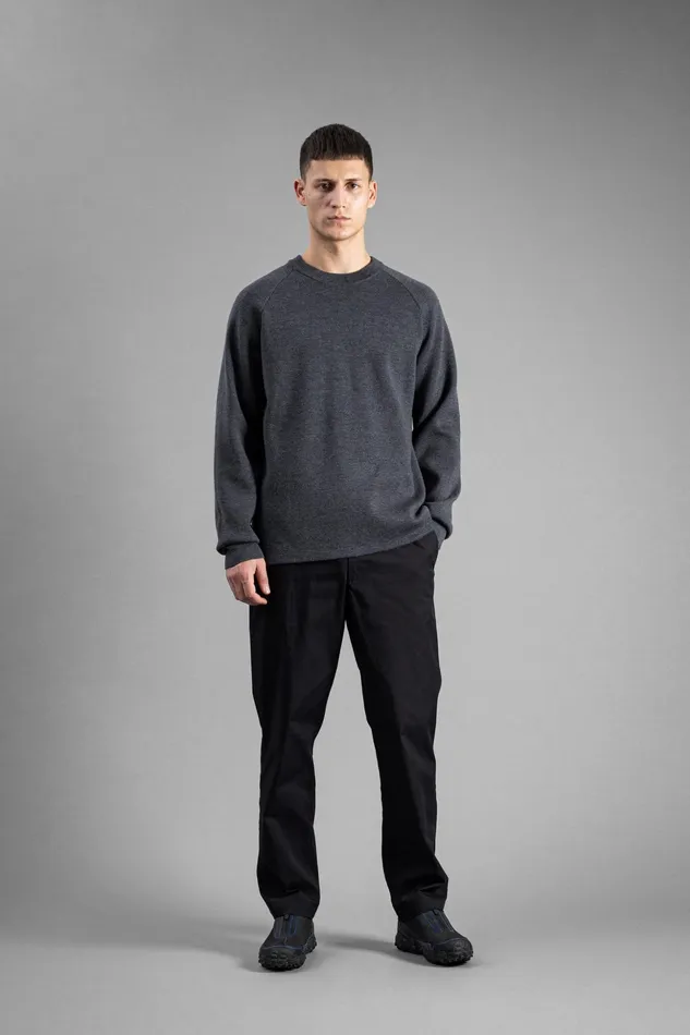 Men Norse Projects Knitwear Tech Merino Milano Crew Charcoal Melange