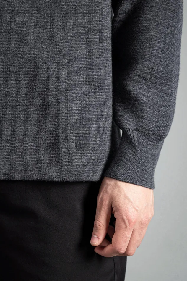 Men Norse Projects Knitwear Tech Merino Milano Crew Charcoal Melange