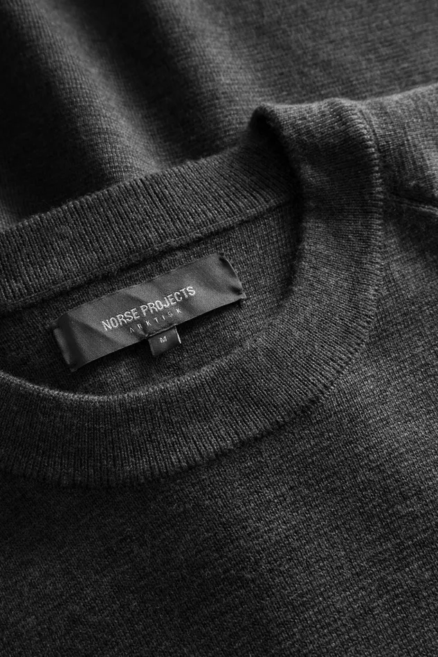 Men Norse Projects Knitwear Tech Merino Milano Crew Charcoal Melange