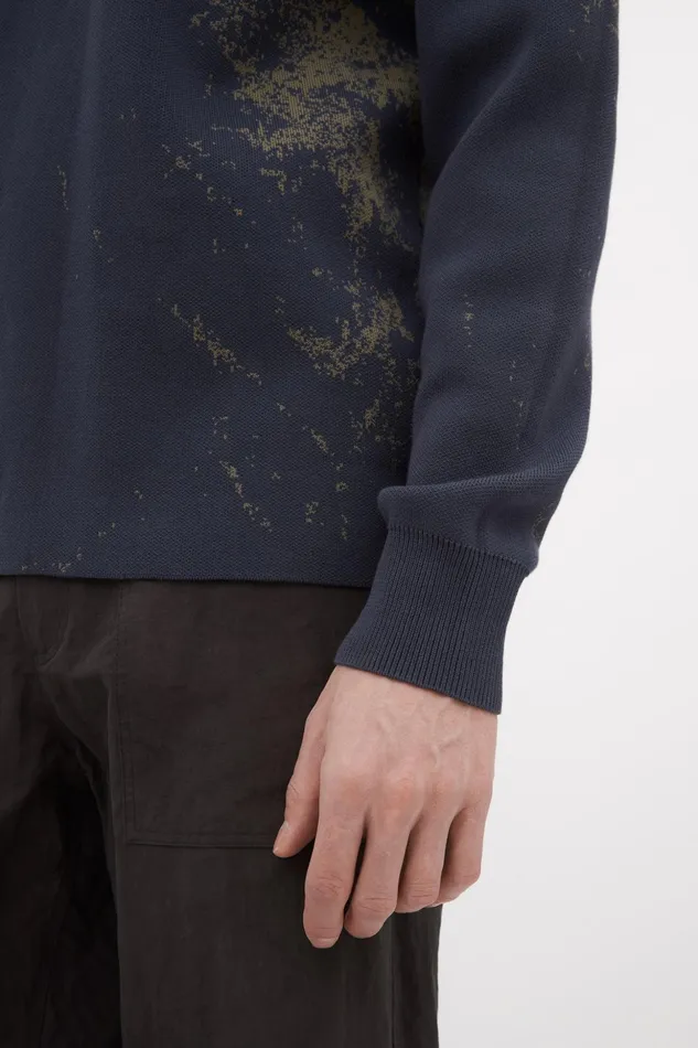Men Norse Projects Knitwear Teis Cotton Jacquard Sweater Steel Blue