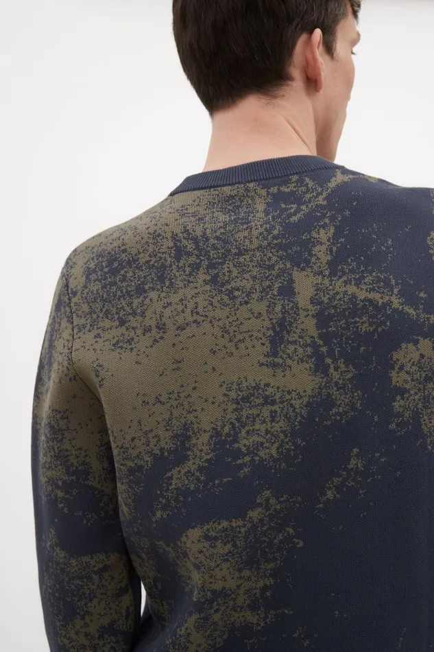 Men Norse Projects Knitwear Teis Cotton Jacquard Sweater Steel Blue