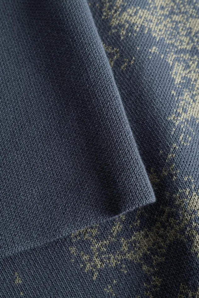 Men Norse Projects Knitwear Teis Cotton Jacquard Sweater Steel Blue