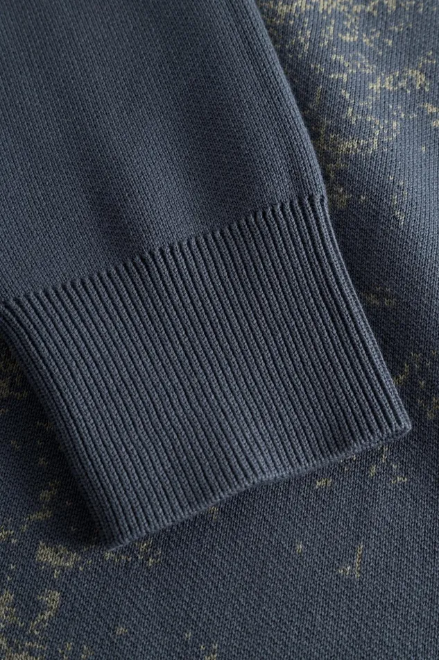 Men Norse Projects Knitwear Teis Cotton Jacquard Sweater Steel Blue
