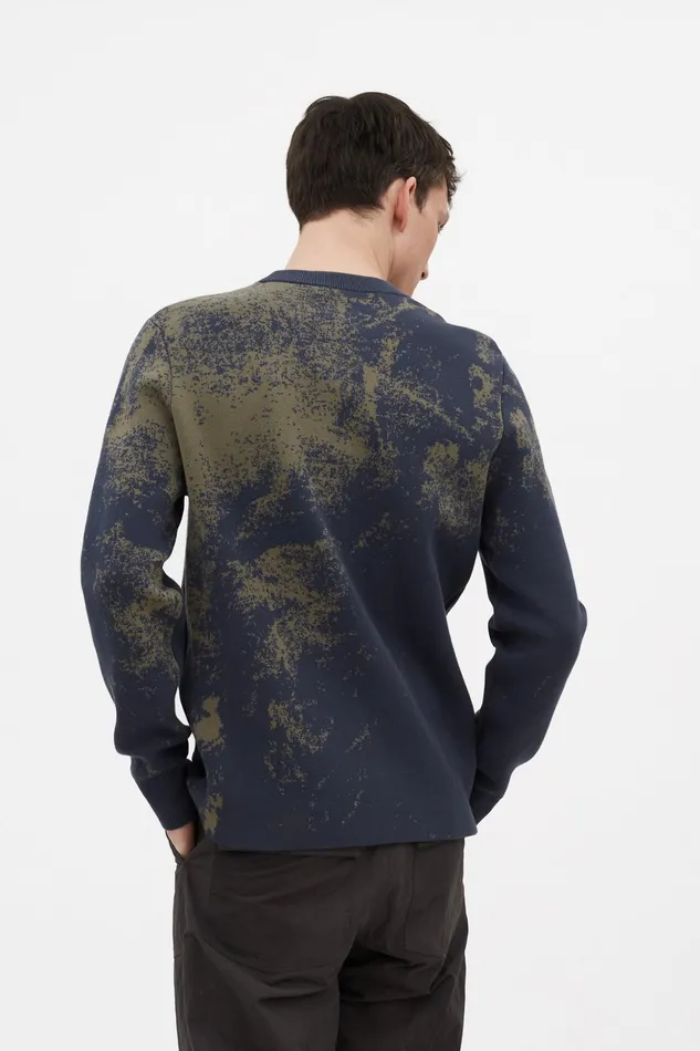 Men Norse Projects Knitwear Teis Cotton Jacquard Sweater Steel Blue