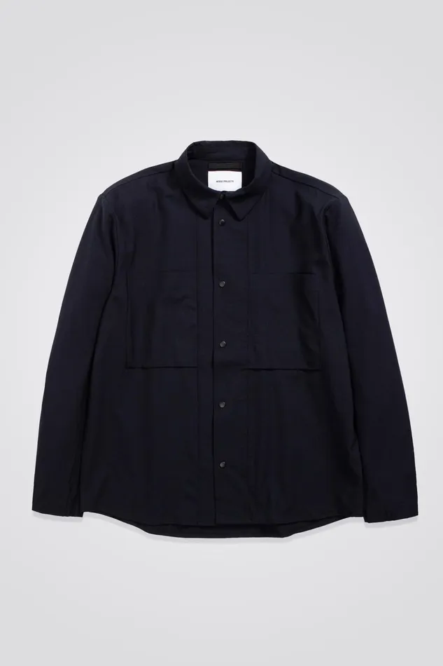 Men Norse Projects Overshirts Jens Cordura Tech Wool Overshirt Dark Navy