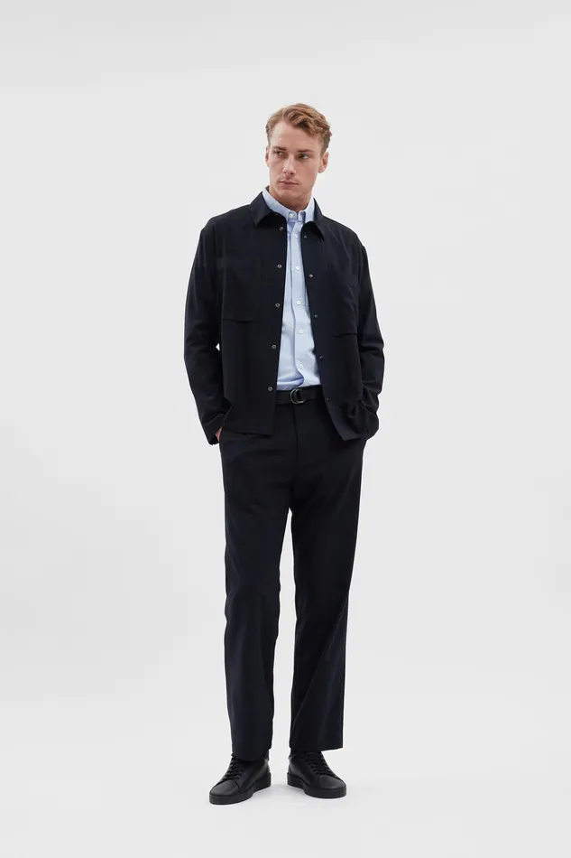 Men Norse Projects Overshirts Jens Cordura Tech Wool Overshirt Dark Navy