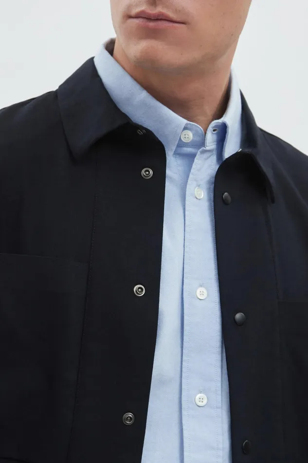 Men Norse Projects Overshirts Jens Cordura Tech Wool Overshirt Dark Navy