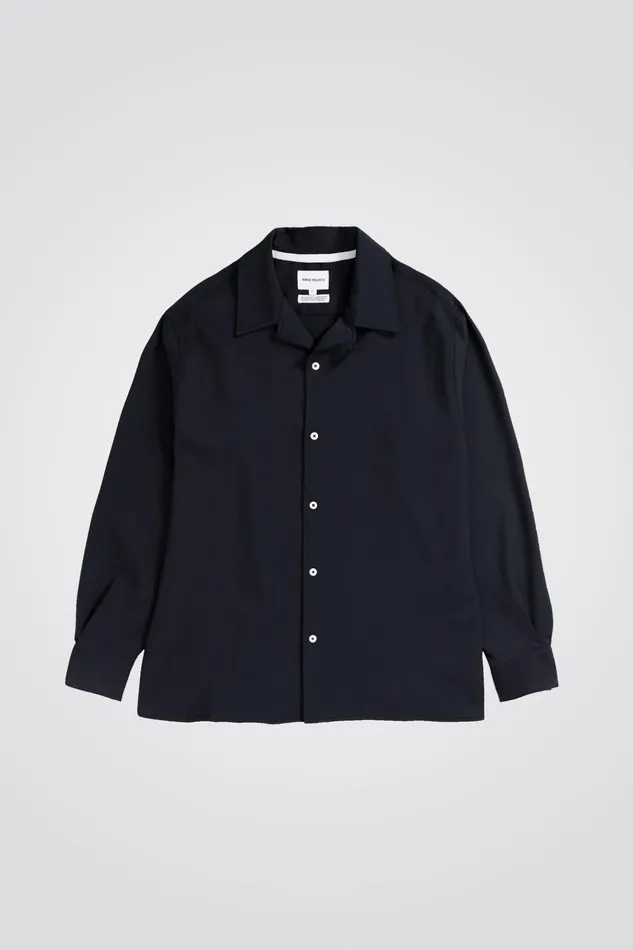 Men Norse Projects Shirting Carsten Light Wool LS Shirt Dark Navy