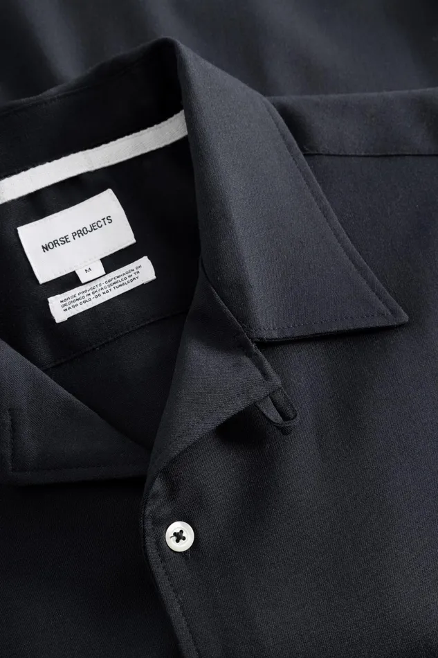 Men Norse Projects Shirting Carsten Light Wool LS Shirt Dark Navy