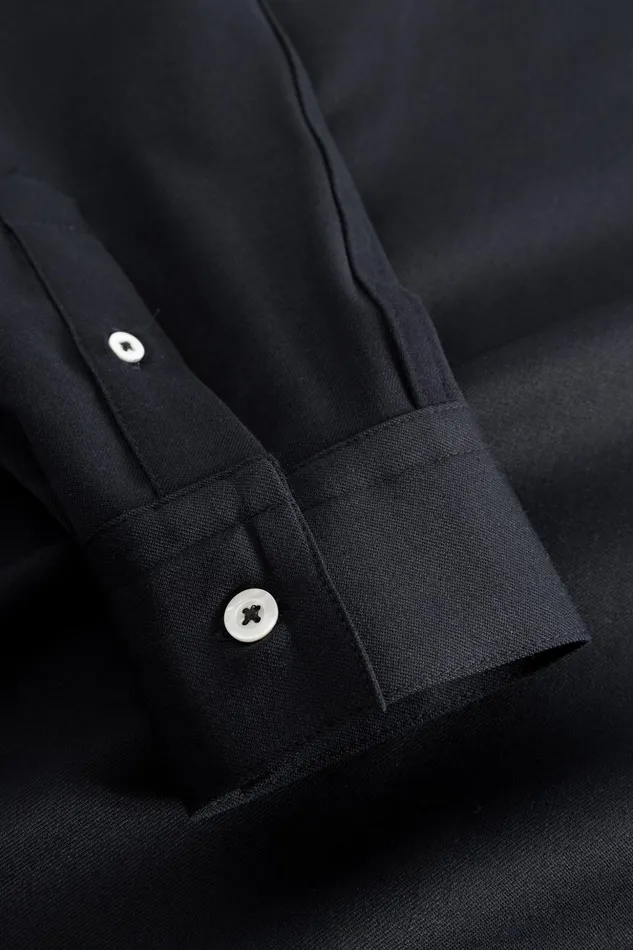 Men Norse Projects Shirting Carsten Light Wool LS Shirt Dark Navy