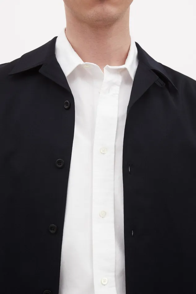 Men Norse Projects Shirting Carsten Light Wool LS Shirt Dark Navy