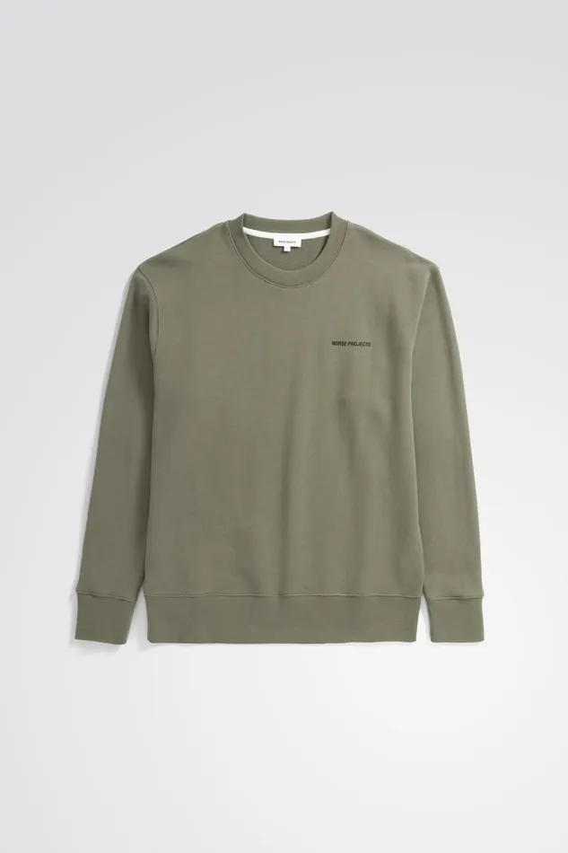 Men Norse Projects Sweatshirts Arne Logo Sweat Sediment Green