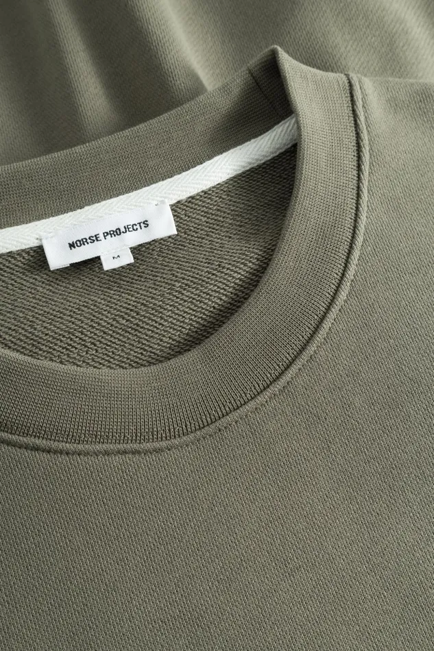 Men Norse Projects Sweatshirts Arne Logo Sweat Sediment Green