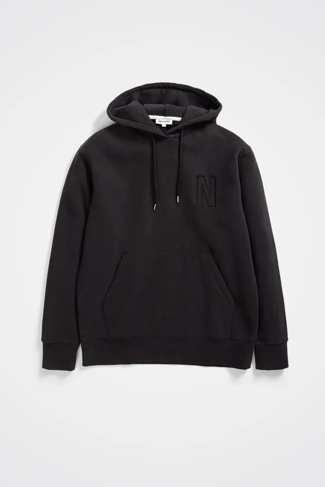 Men Norse Projects Sweatshirts Arne Relaxed Fleece N Logo Hoodie Black