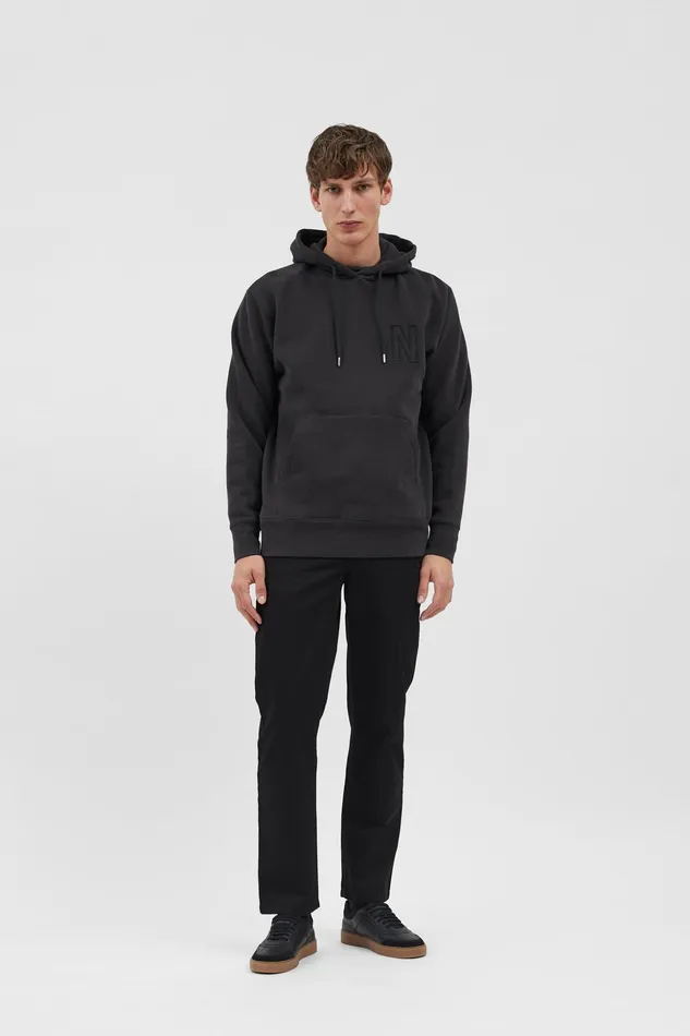 Men Norse Projects Sweatshirts Arne Relaxed Fleece N Logo Hoodie Black