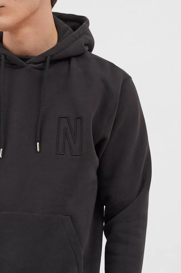 Men Norse Projects Sweatshirts Arne Relaxed Fleece N Logo Hoodie Black